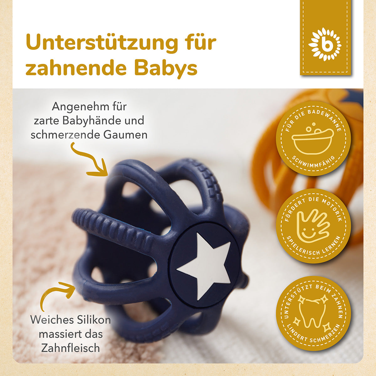 Silikon Beiß- & Greifball 2er Set Sun & Sky