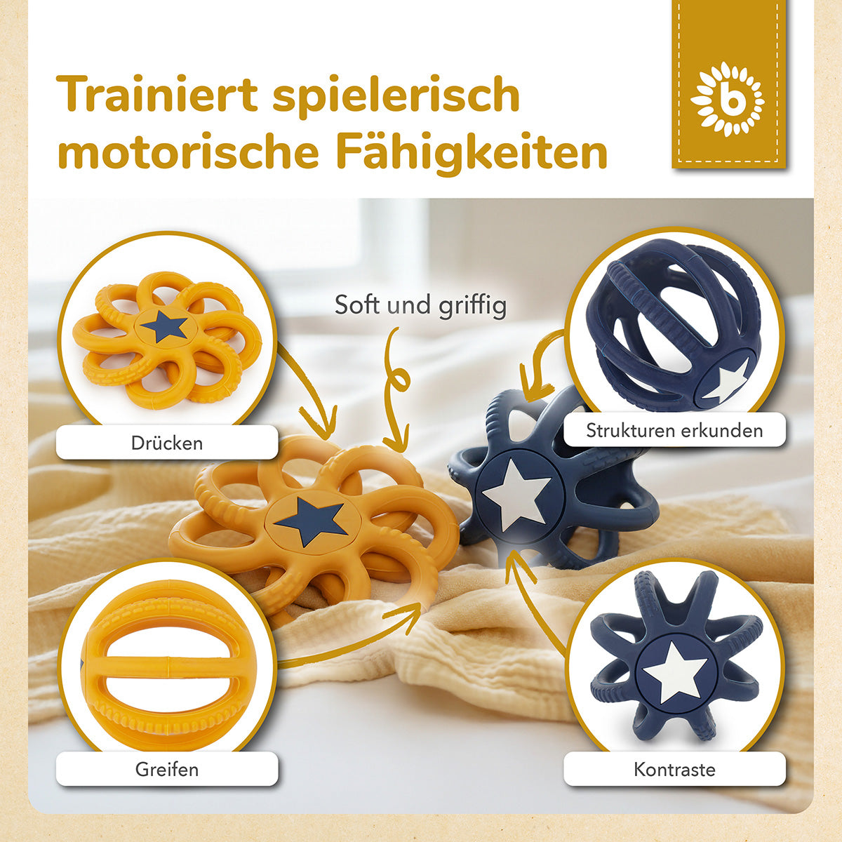 Silikon Beiß- & Greifball 2er Set Sun & Sky