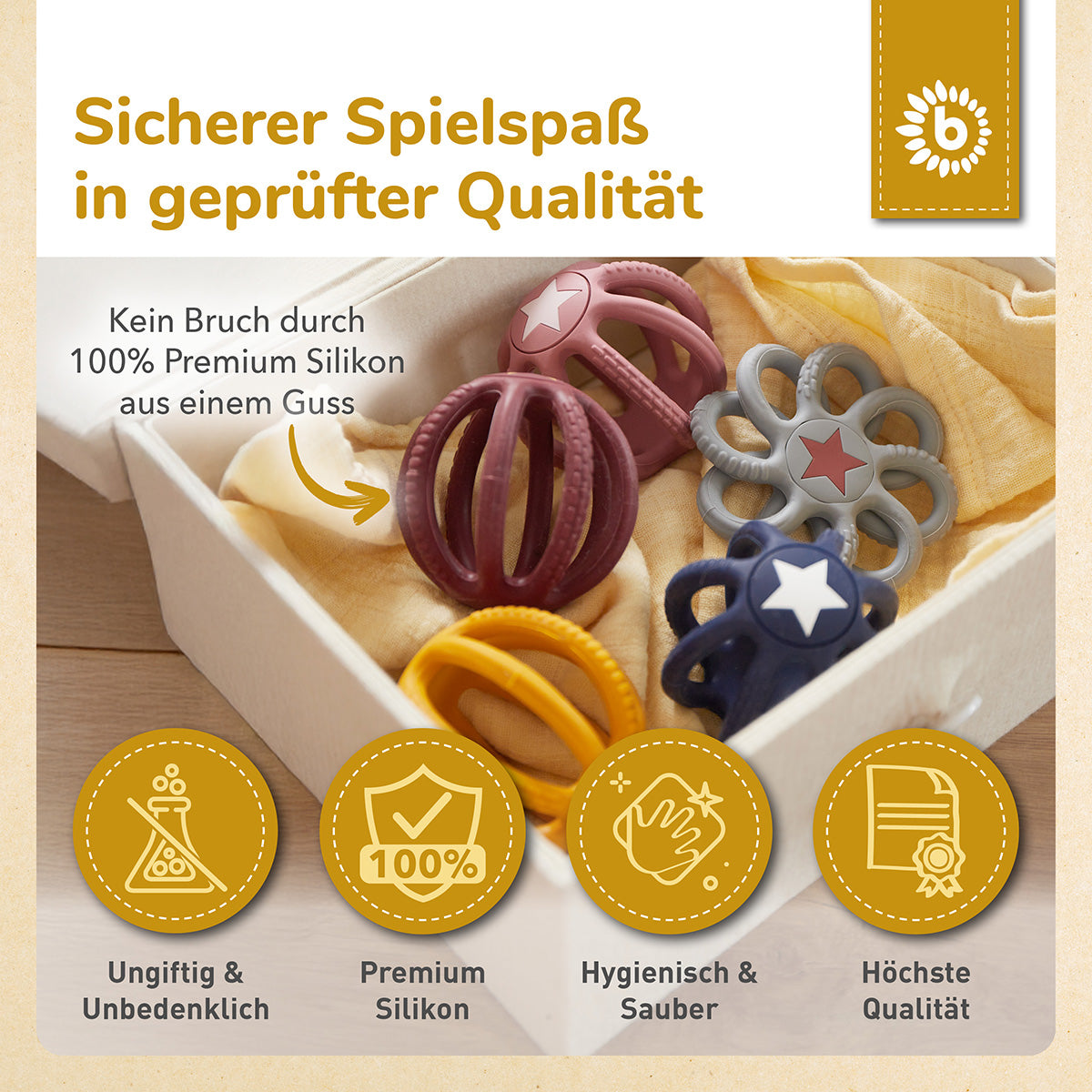 Silikon Beiß- & Greifball 2er Set Rosy Sky