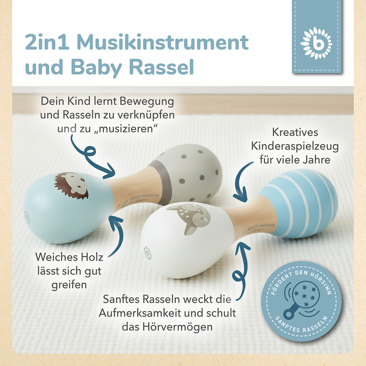 Hantelrasseln 2er Set Waldtiere