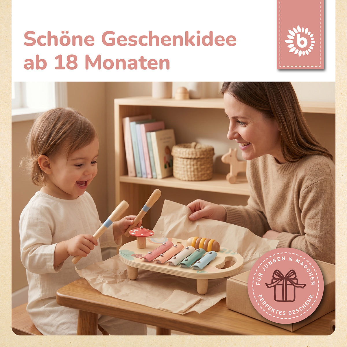 Musikspieltisch mit Xylophon – Klangstation aus Holz – Frühling