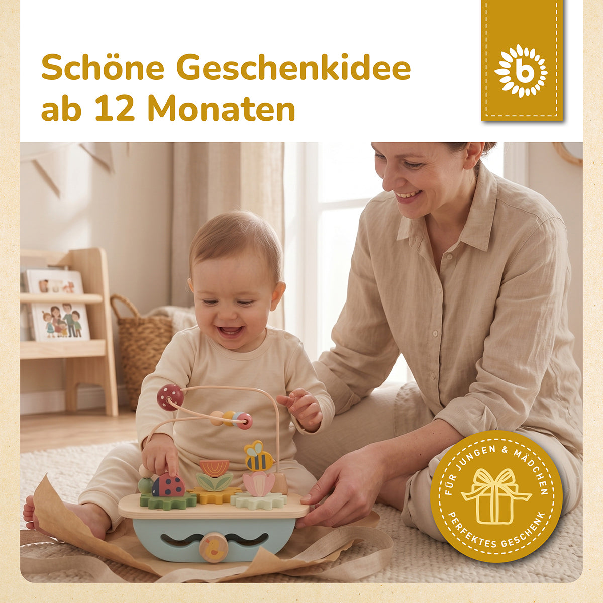 Motorikschleife aus Holz – Multi-Activity ab 1 Jahr – Frühlingswiese