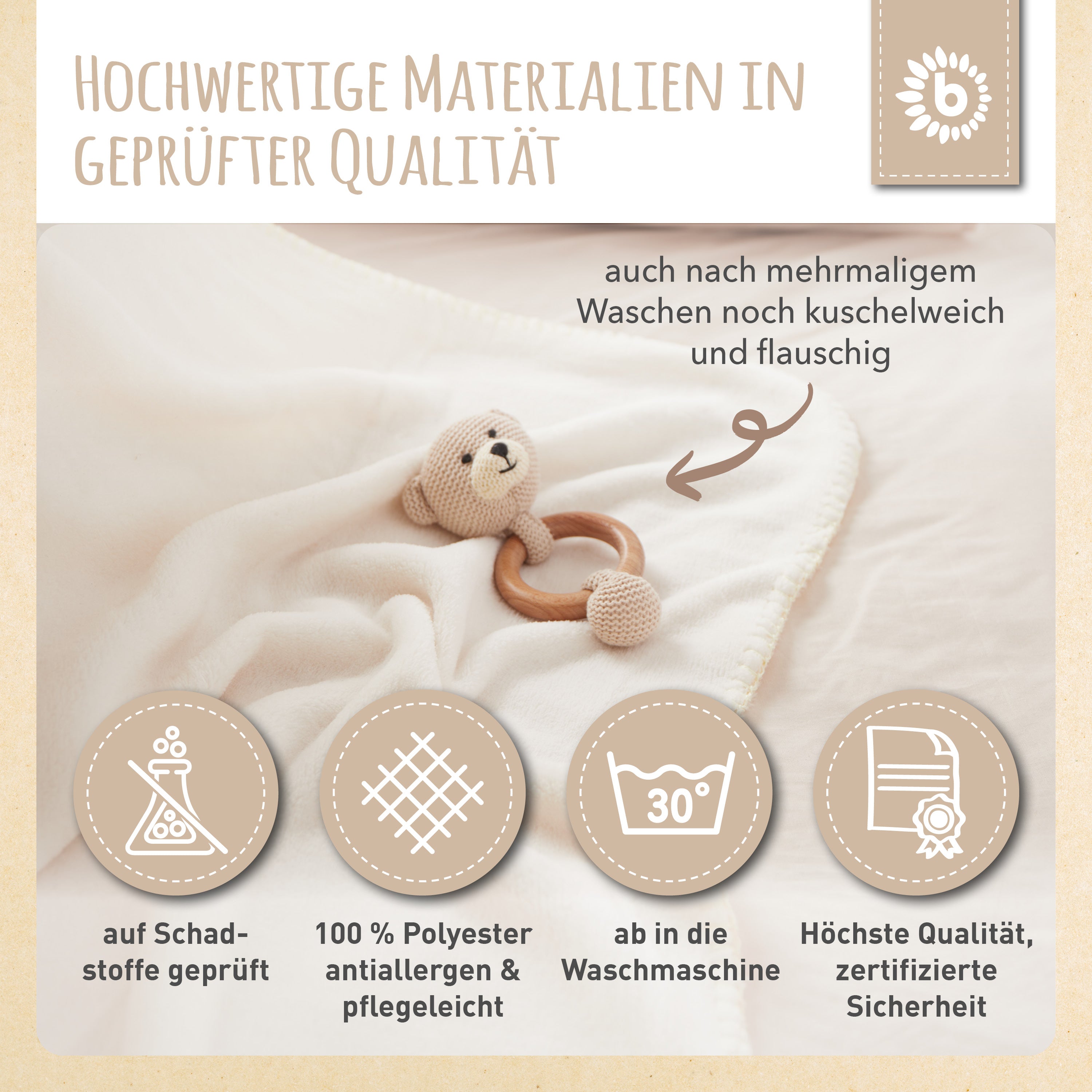 Kuscheldecke Fleece beige