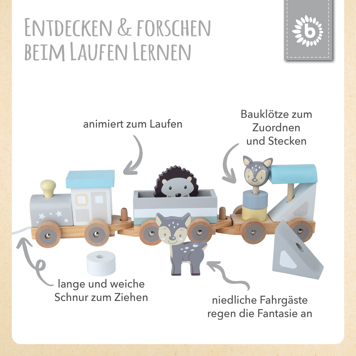 Holzeisenbahn mit Steckformen