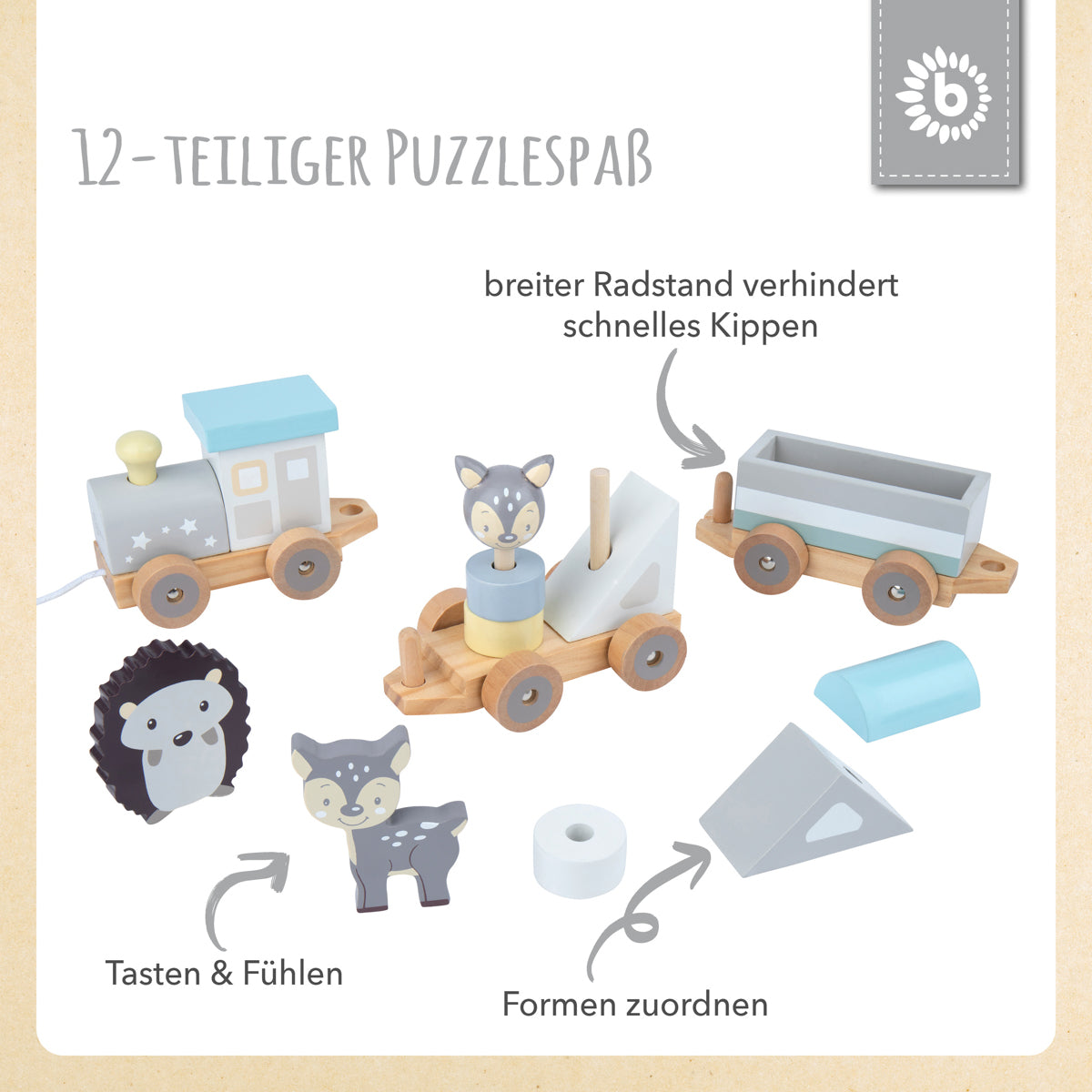 Holzeisenbahn mit Steckformen