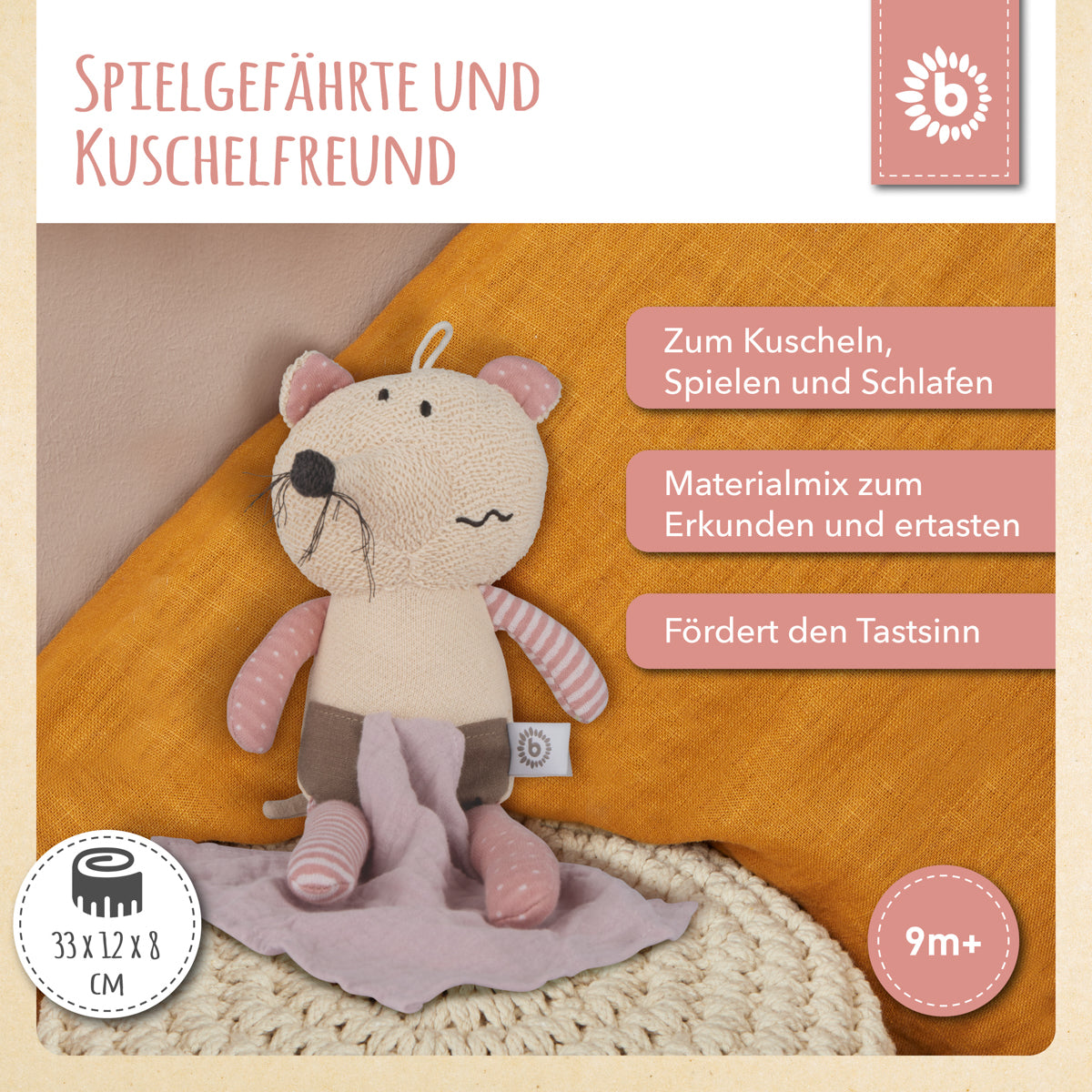 Kuscheltier Maus mit Schmusetuch