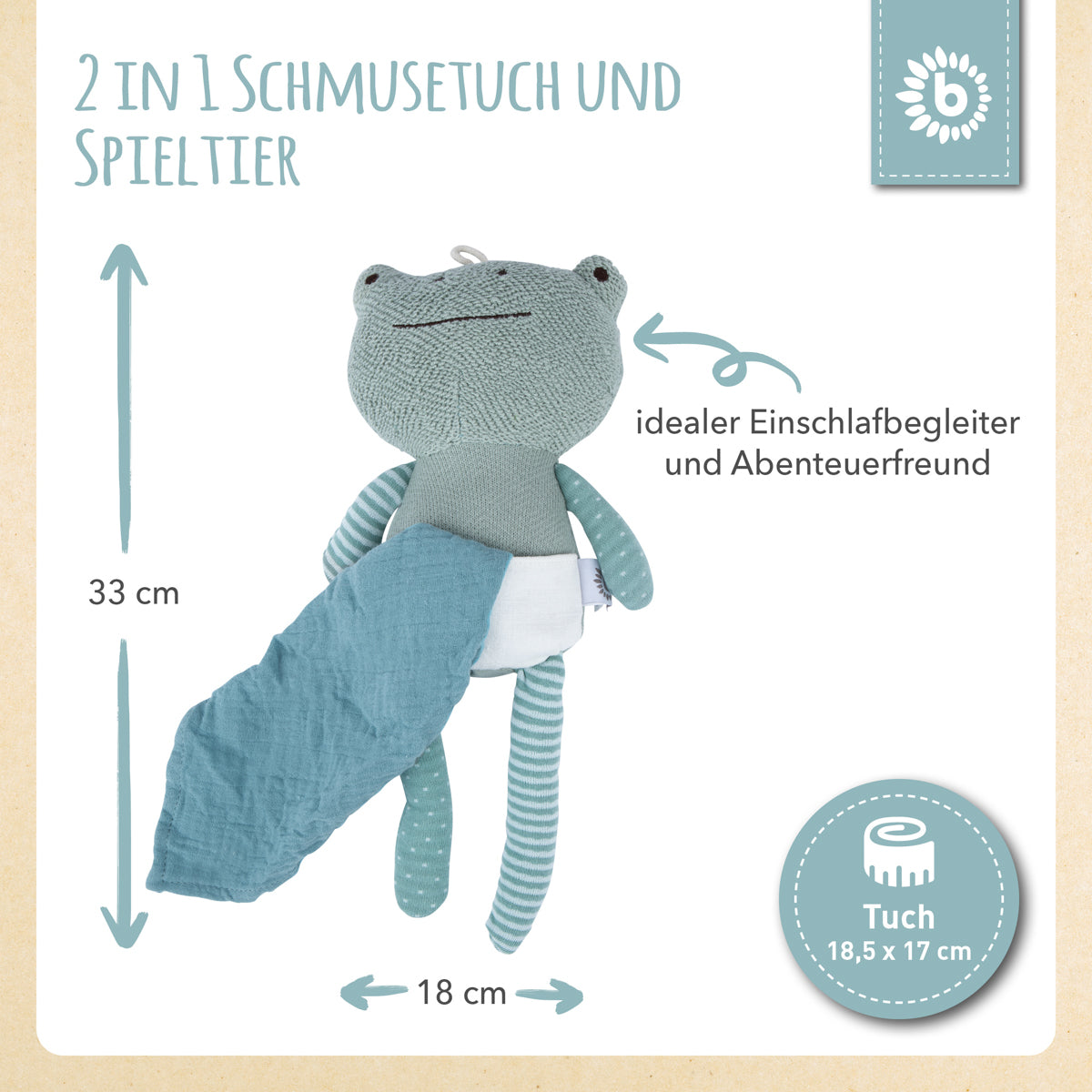 Kuscheltier Frosch mit Schmusetuch