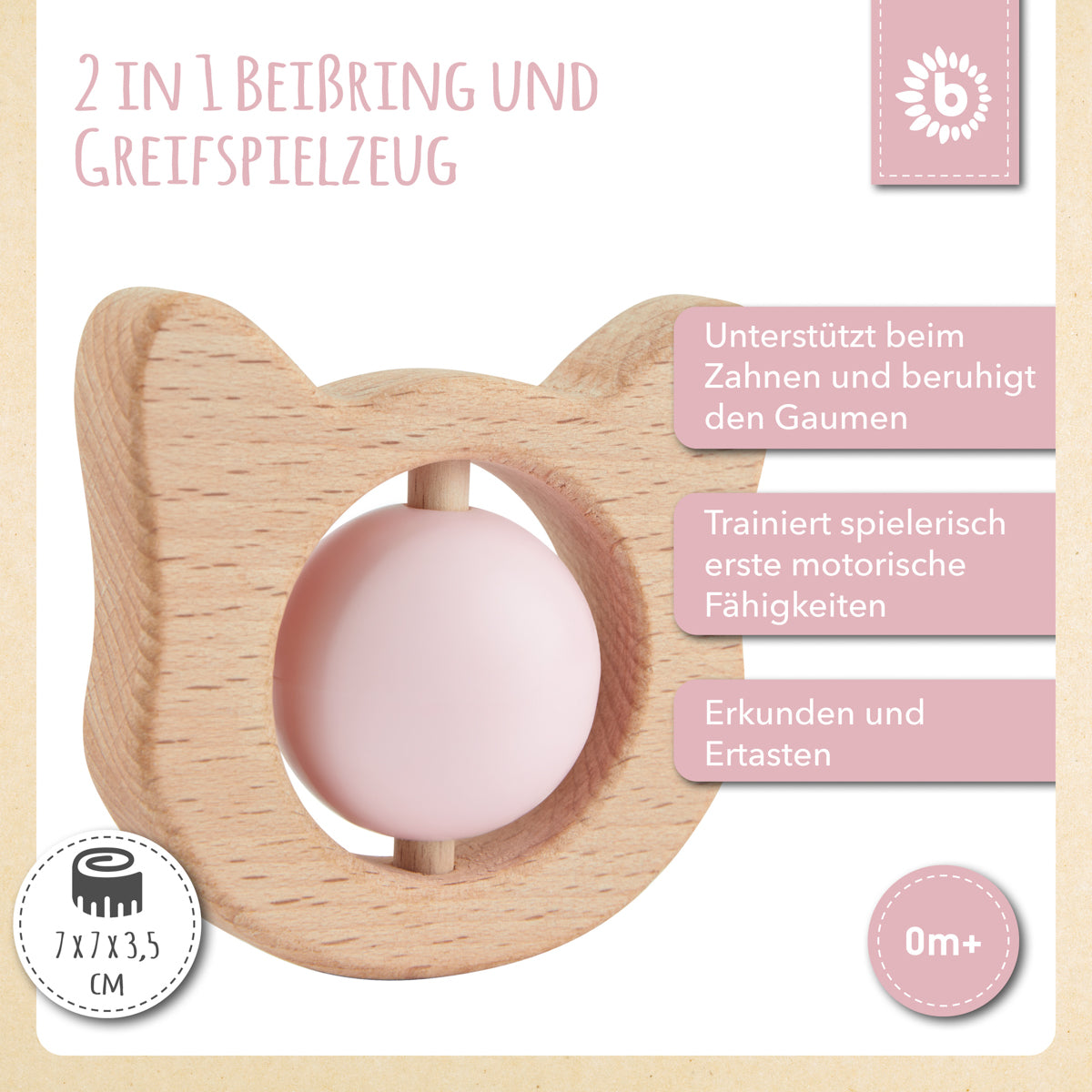 Beißring Katze mit Silikonball