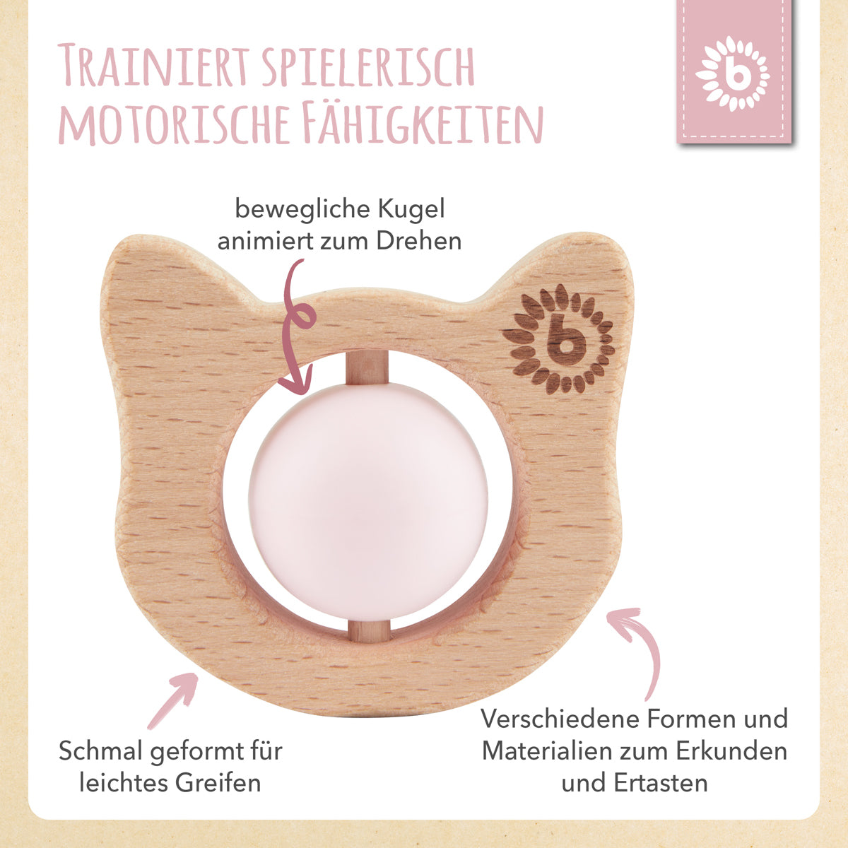 Beißring Katze mit Silikonball