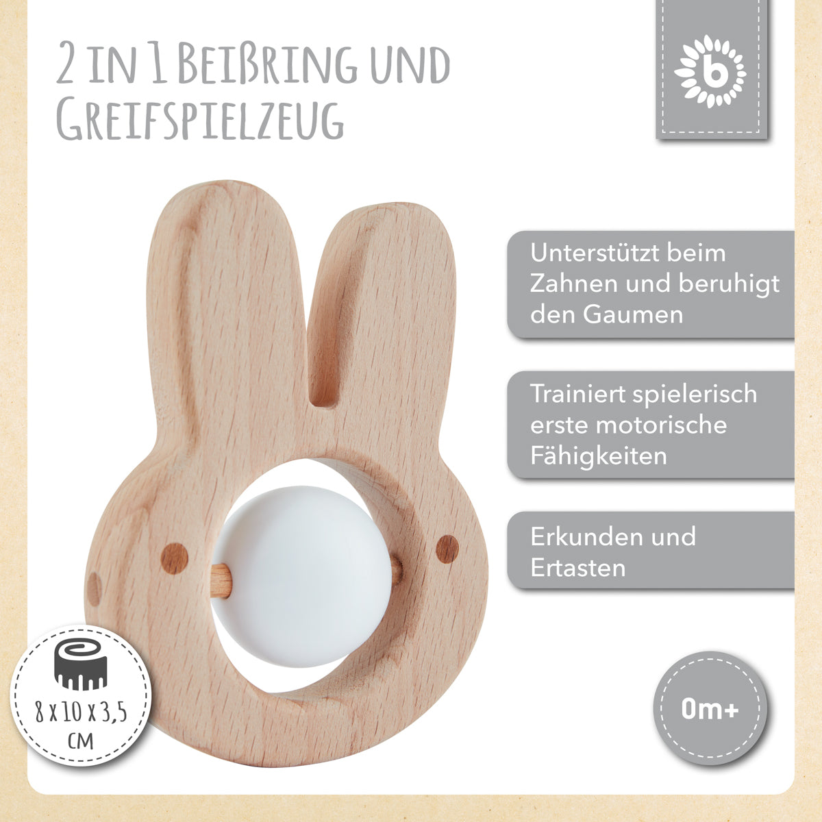 Beißring Hase mit Silikonball