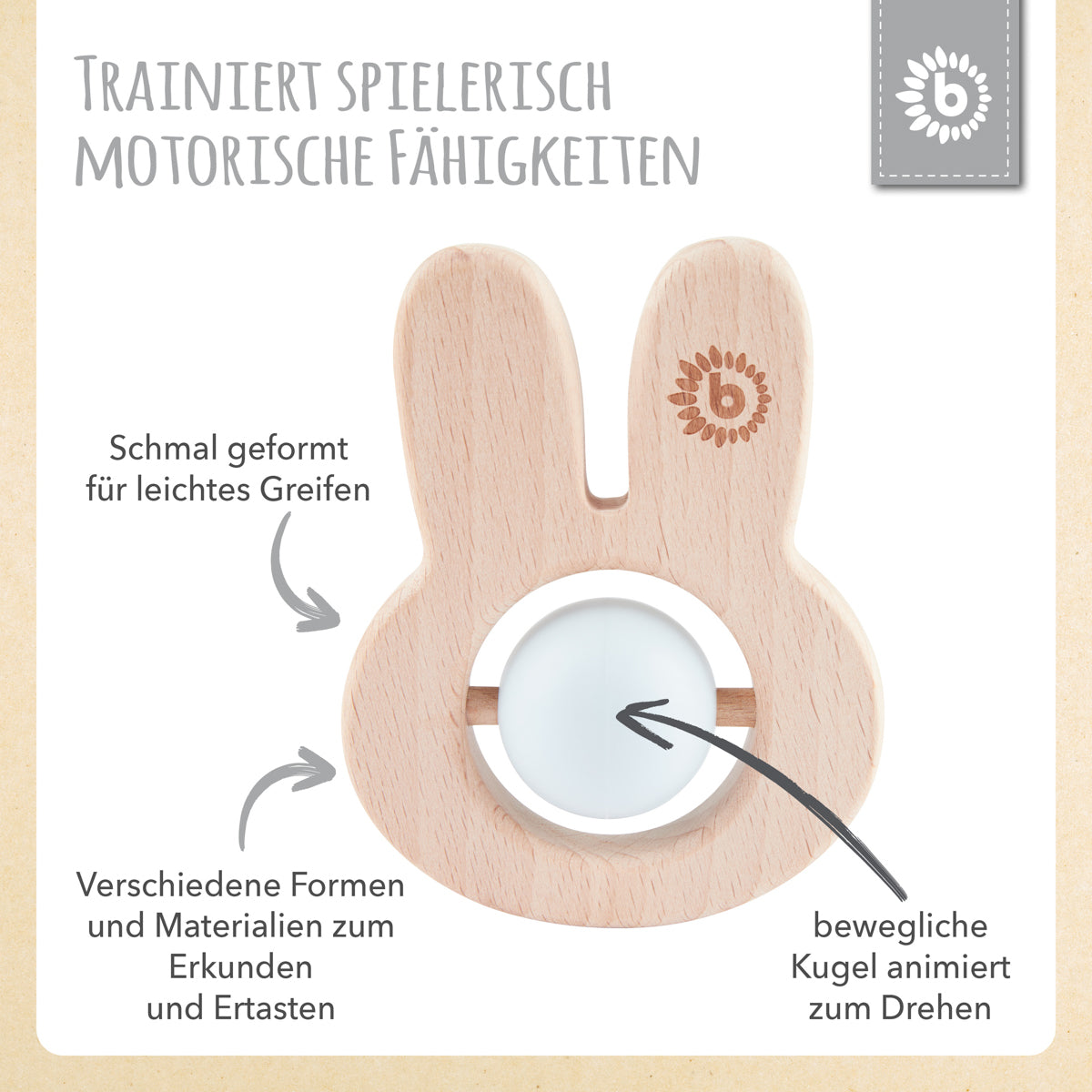 Beißring Hase mit Silikonball