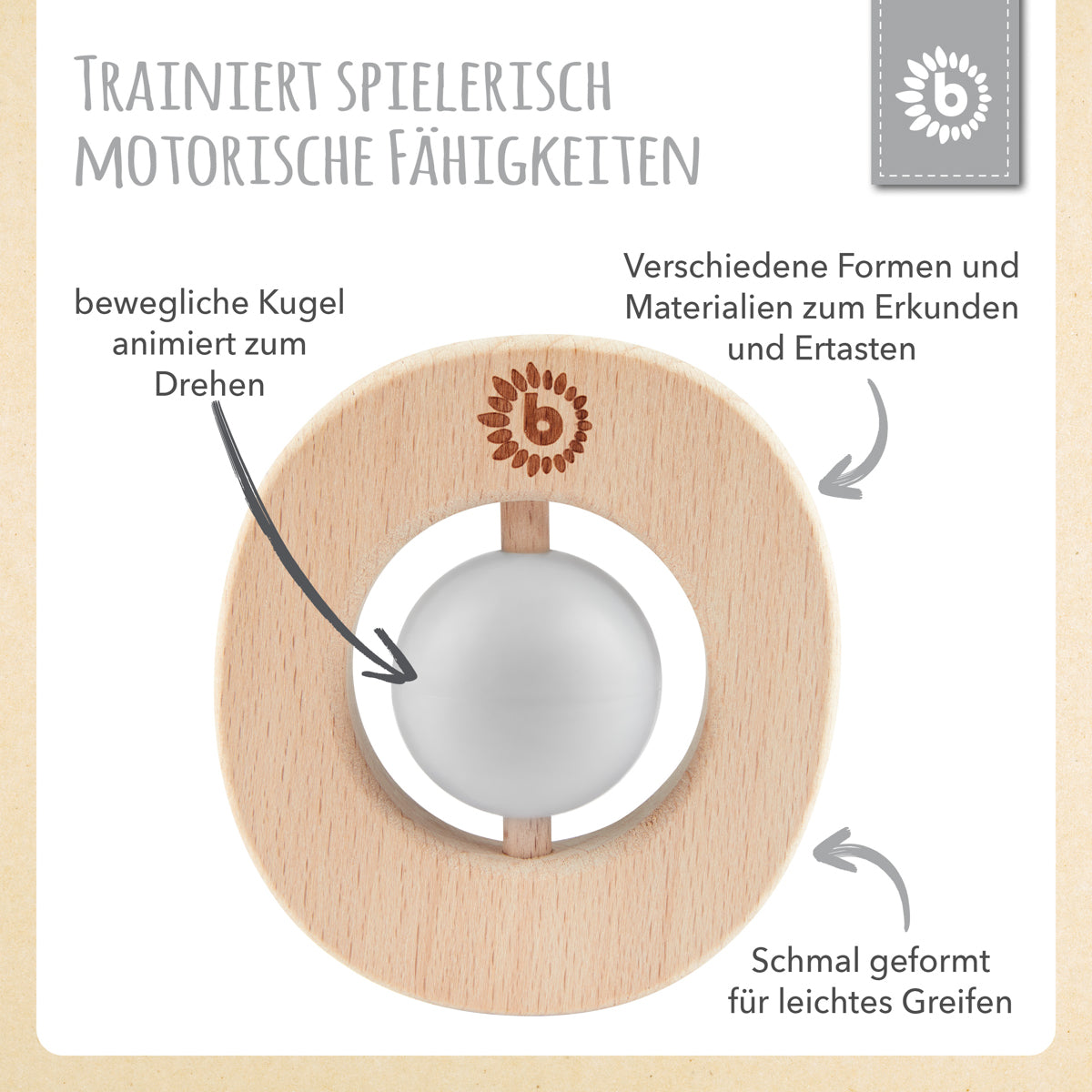 Beißring Eichhörnchen mit Silikonball