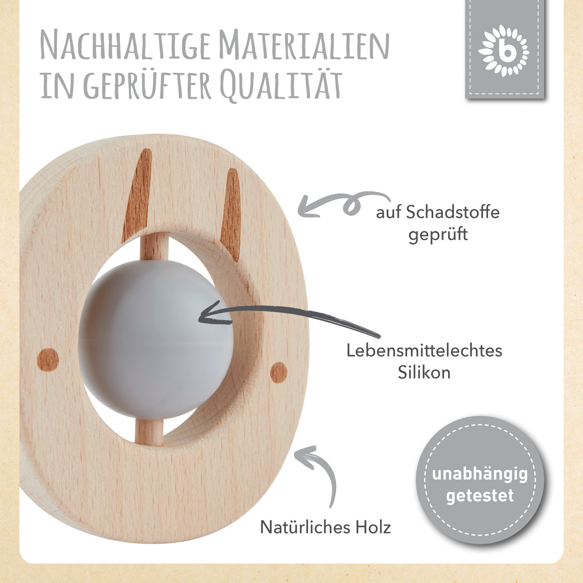 Beißring Eichhörnchen mit Silikonball