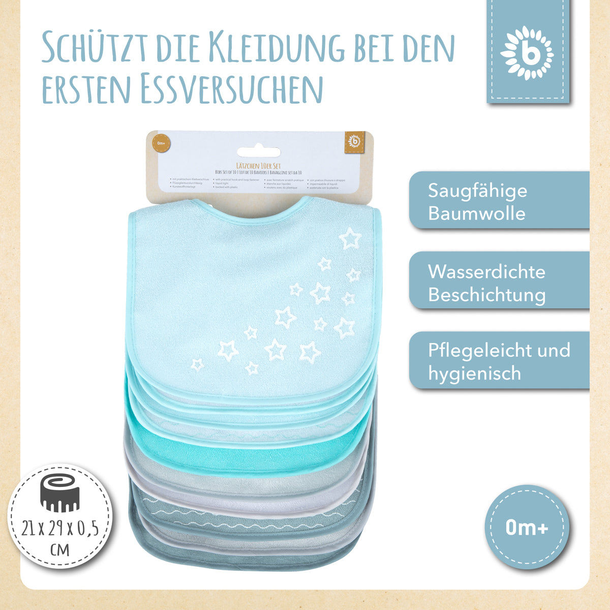 Lätzchen 10er Set teal