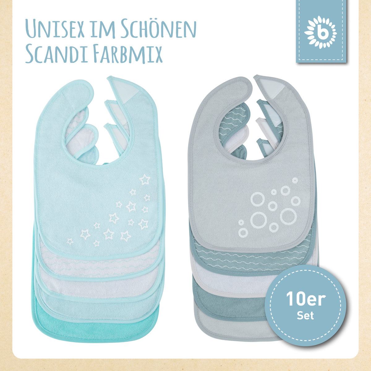 Lätzchen 10er Set teal