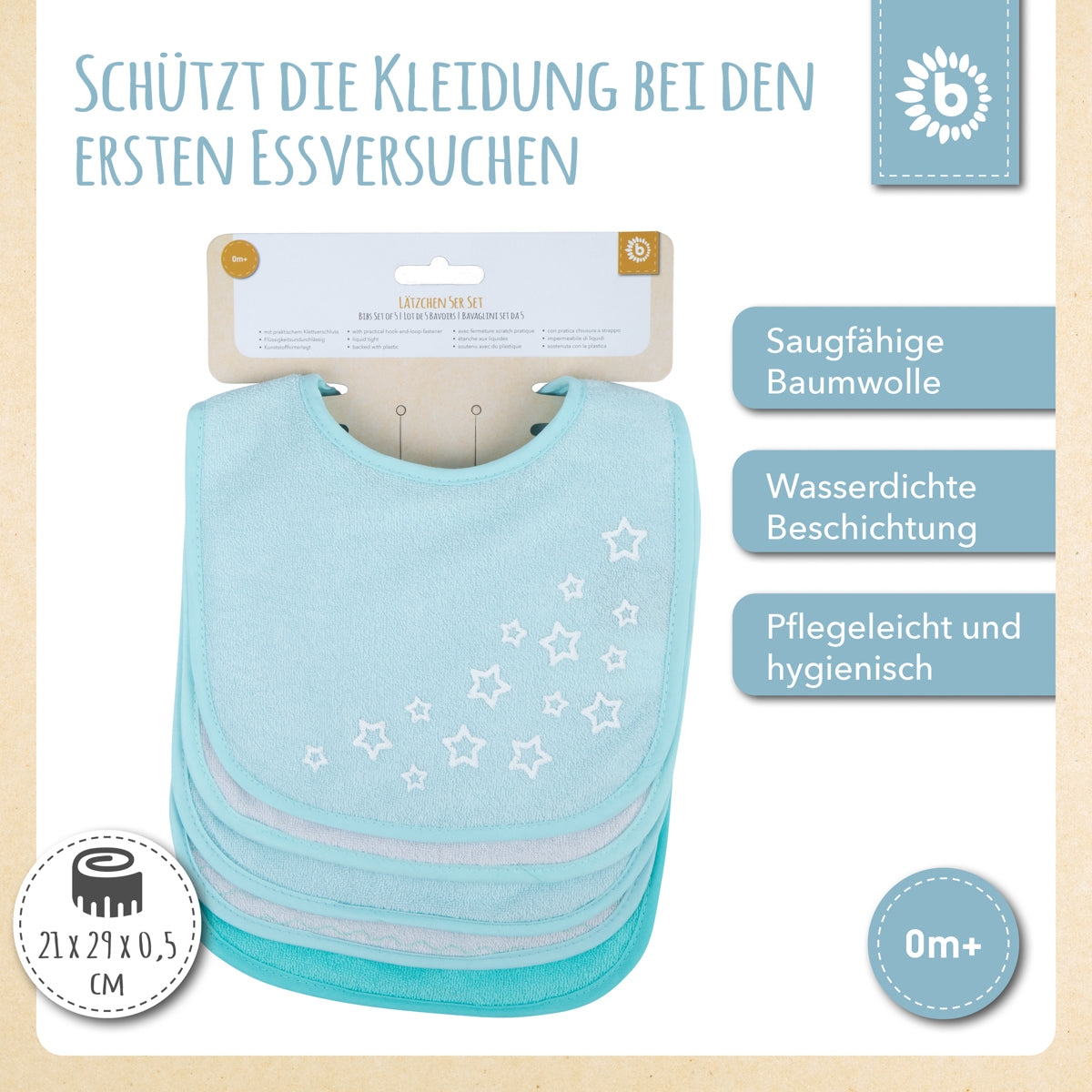 Lätzchen 5er Set teal